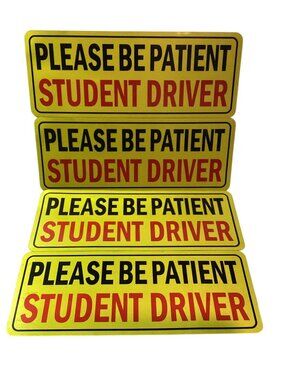 4 Pack Student Driver Magnetic Vinyl Reflective Material 9" X 3.75" NEW
